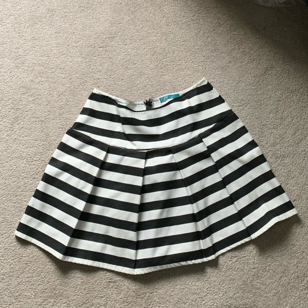 Pim + Larkin Black and white striped pleated skirt